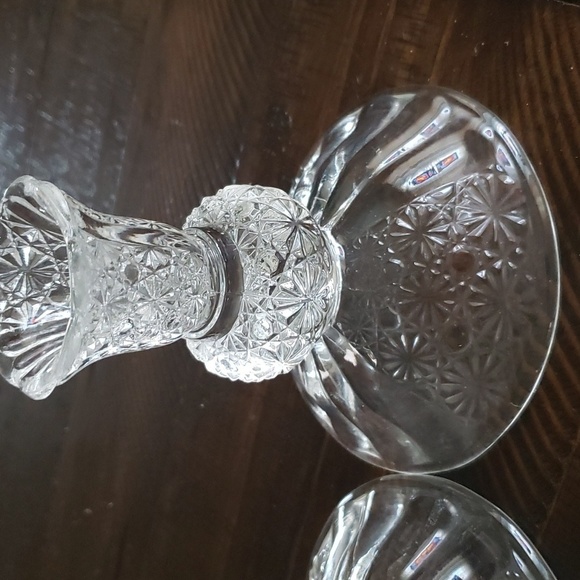 Vintage Fenton Daisy and Button Clear Glass Candle Holders (set of 2) - Picture 2 of 4